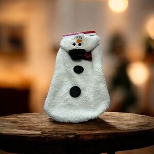 Snowman Dog Sweater with Black Buttons Medium NWT